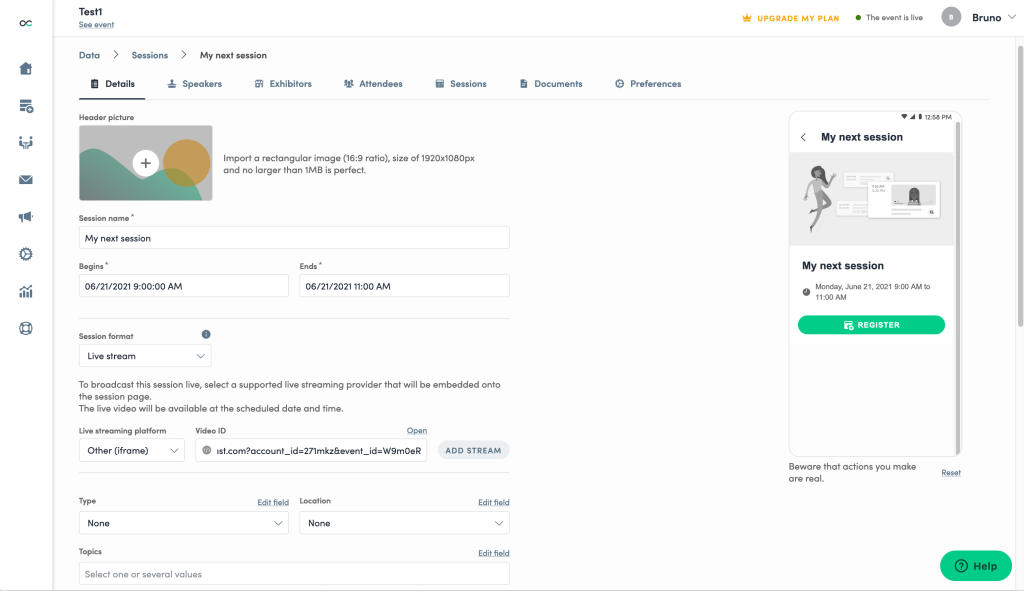 Swapcard session embed